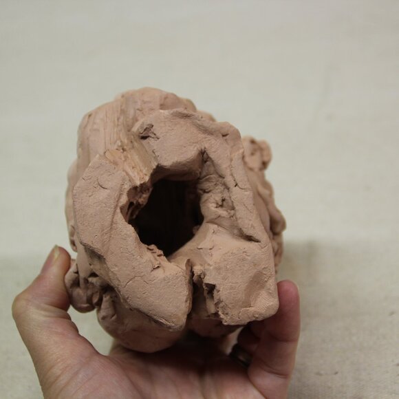 Ugly Pottery Clay Head Face Handmade Unique Eclectic Weird Strange Art - Picture 8 of 12